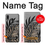Samsung Galaxy A20, A30, A30s Hard Case Gray Black Palm Leaves with custom name