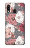 Samsung Galaxy A20, A30, A30s Hard Case Rose Floral Pattern