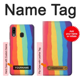 Samsung Galaxy A20, A30, A30s Hard Case Cute Vertical Watercolor Rainbow with custom name