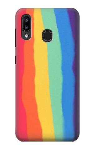 Samsung Galaxy A20, A30, A30s Hard Case Cute Vertical Watercolor Rainbow