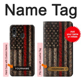 Samsung Galaxy A20, A30, A30s Hard Case Fire Fighter Metal Red Line Flag Graphic with custom name