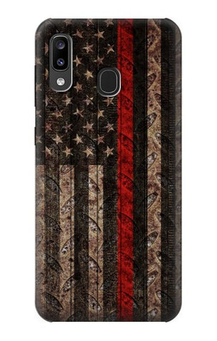 Samsung Galaxy A20, A30, A30s Hard Case Fire Fighter Metal Red Line Flag Graphic