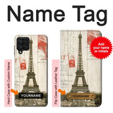 Samsung Galaxy A22 4G Hard Case Eiffel Tower Paris Postcard with custom name