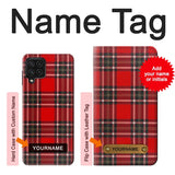 Samsung Galaxy A22 4G Hard Case Tartan Red Pattern with custom name