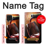 Samsung Galaxy A22 4G Hard Case Red Wine Bottle And Glass with custom name