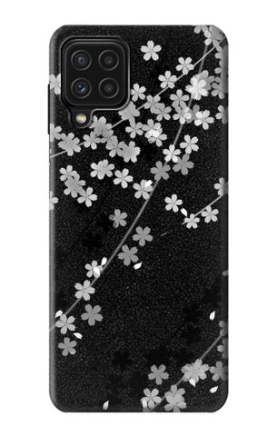 Samsung Galaxy A22 4G Hard Case Japanese Style Black Flower Pattern
