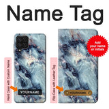 Samsung Galaxy A22 4G Hard Case Blue Marble Texture with custom name