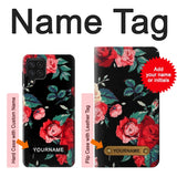 Samsung Galaxy A22 4G Hard Case Rose Floral Pattern Black with custom name