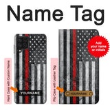Samsung Galaxy A22 4G Hard Case Firefighter Thin Red Line American Flag with custom name
