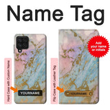 Samsung Galaxy A22 4G Hard Case Rose Gold Blue Pastel Marble Graphic Printed with custom name