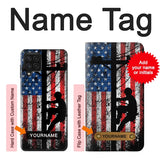 Samsung Galaxy A22 4G Hard Case Electrician Lineman American Flag with custom name