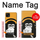 Samsung Galaxy A22 5G Hard Case Funny Monkey with Headphone Pop Music with custom name