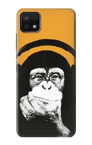 Samsung Galaxy A22 5G Hard Case Funny Monkey with Headphone Pop Music