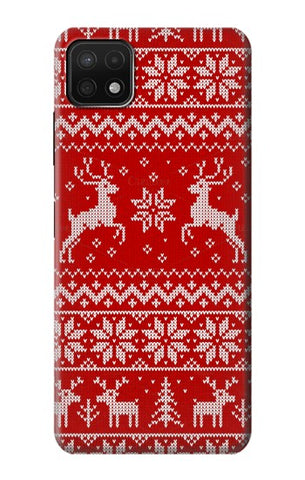 Samsung Galaxy A22 5G Hard Case Christmas Reindeer Knitted Pattern