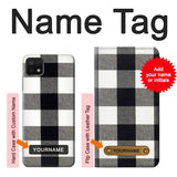 Samsung Galaxy A22 5G Hard Case Black and White Buffalo Check Pattern with custom name