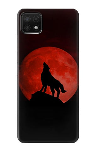 Samsung Galaxy A22 5G Hard Case Wolf Howling Red Moon