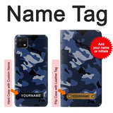 Samsung Galaxy A22 5G Hard Case Navy Blue Camouflage with custom name