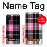 Samsung Galaxy A22 5G Hard Case Pink Plaid Pattern with custom name