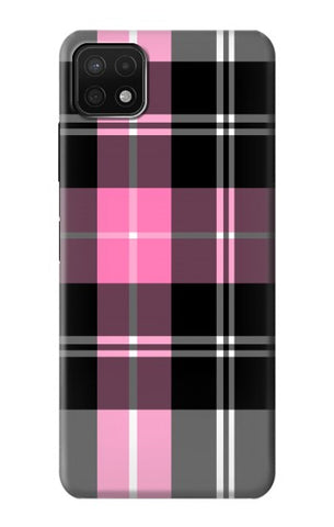 Samsung Galaxy A22 5G Hard Case Pink Plaid Pattern