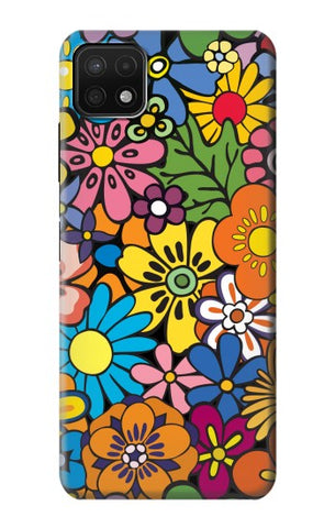 Samsung Galaxy A22 5G Hard Case Colorful Flowers Pattern