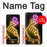Samsung Galaxy A22 5G Hard Case Cute Mini Heart Neon Graphic with custom name