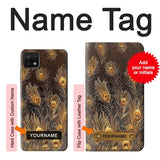 Samsung Galaxy A22 5G Hard Case Gold Peacock Feather with custom name