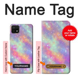 Samsung Galaxy A22 5G Hard Case Pastel Rainbow Galaxy Pink Sky with custom name