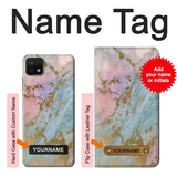 Samsung Galaxy A22 5G Hard Case Rose Gold Blue Pastel Marble Graphic Printed with custom name