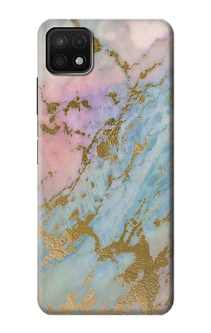 Samsung Galaxy A22 5G Hard Case Rose Gold Blue Pastel Marble Graphic Printed