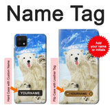 Samsung Galaxy A22 5G Hard Case Arctic Polar Bear in Love with Seal Paint with custom name