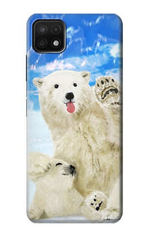 Samsung Galaxy A22 5G Hard Case Arctic Polar Bear in Love with Seal Paint
