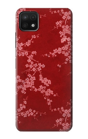 Samsung Galaxy A22 5G Hard Case Red Floral Cherry blossom Pattern