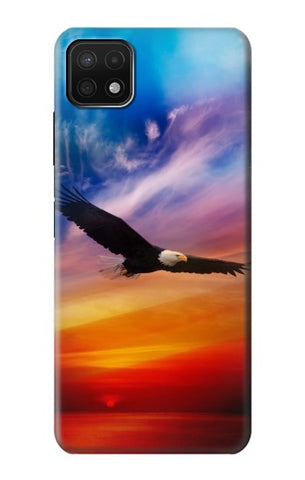 Samsung Galaxy A22 5G Hard Case Bald Eagle Flying Colorful Sky