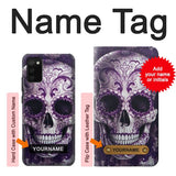 Samsung Galaxy A02s, M02s Hard Case Purple Sugar Skull with custom name