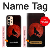 Samsung Galaxy A33 5G Hard Case Wolf Howling Red Moon with custom name