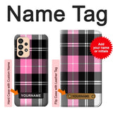 Samsung Galaxy A33 5G Hard Case Pink Plaid Pattern with custom name