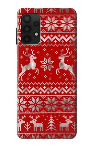 Samsung Galaxy A32 4G Hard Case Christmas Reindeer Knitted Pattern