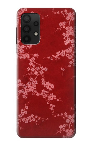 Samsung Galaxy A32 4G Hard Case Red Floral Cherry blossom Pattern
