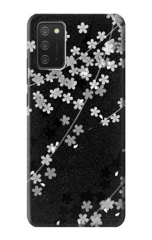 Samsung Galaxy A03S Hard Case Japanese Style Black Flower Pattern