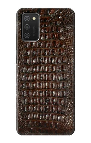 Samsung Galaxy A03S Hard Case Brown Skin Alligator Graphic Printed