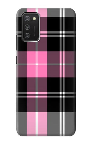 Samsung Galaxy A03S Hard Case Pink Plaid Pattern