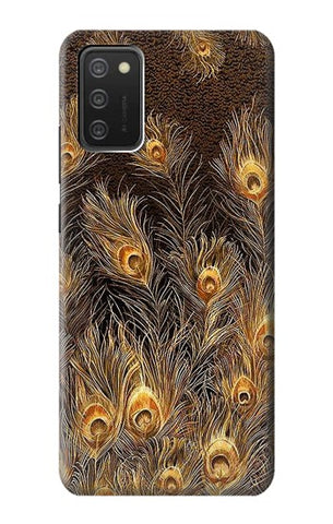 Samsung Galaxy A03S Hard Case Gold Peacock Feather