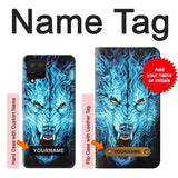 Samsung Galaxy A42 5G Hard Case Blue Fire Grim Wolf with custom name