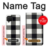 Samsung Galaxy A42 5G Hard Case Black and White Buffalo Check Pattern with custom name