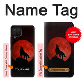 Samsung Galaxy A42 5G Hard Case Wolf Howling Red Moon with custom name