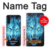 Samsung Galaxy A13 4G Hard Case Blue Fire Grim Wolf with custom name