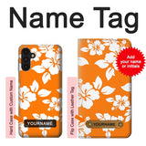 Samsung Galaxy A13 4G Hard Case Hawaiian Hibiscus Orange Pattern with custom name