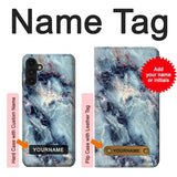 Samsung Galaxy A13 4G Hard Case Blue Marble Texture with custom name