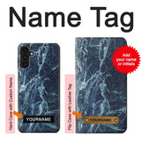 Samsung Galaxy A13 4G Hard Case Light Blue Marble Stone Texture Printed with custom name