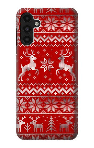 Samsung Galaxy A13 4G Hard Case Christmas Reindeer Knitted Pattern